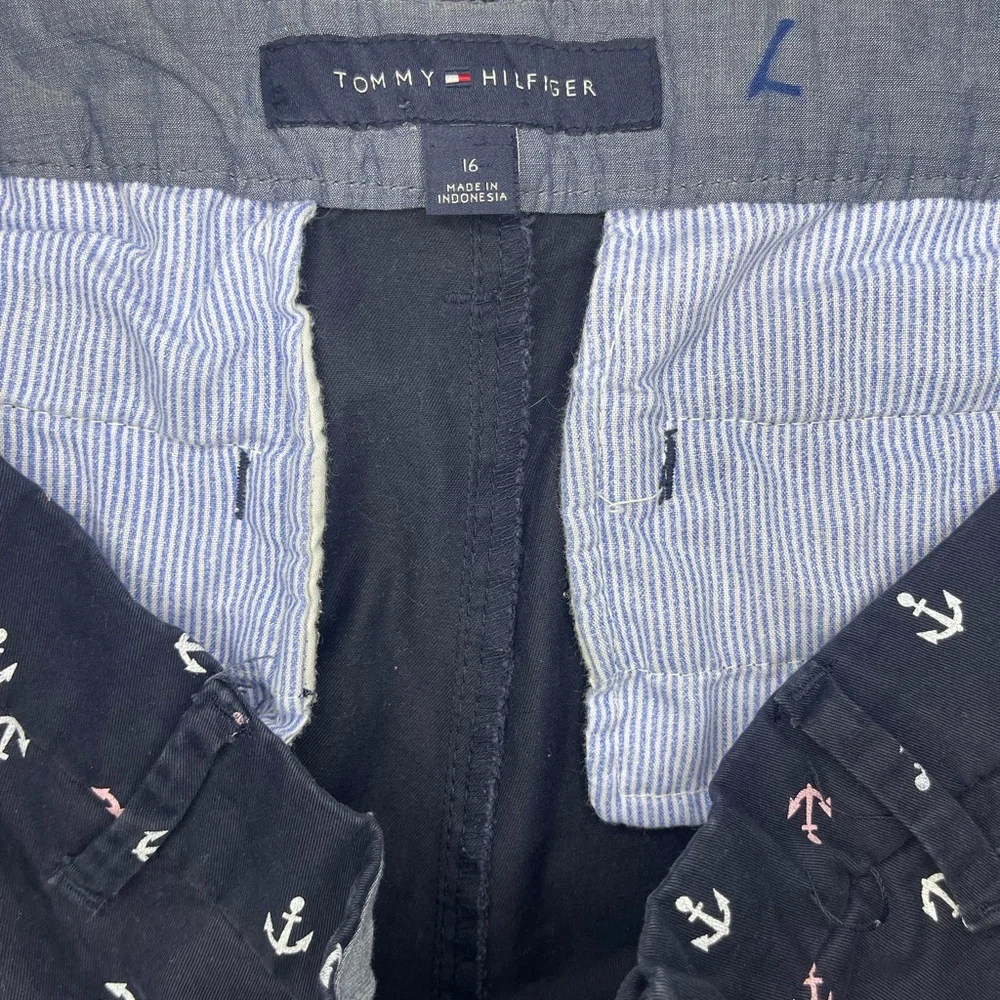 Tommy Hilfiger Anchor Print Pants Navy Straight Leg Size 16 - Picture 3 of 6